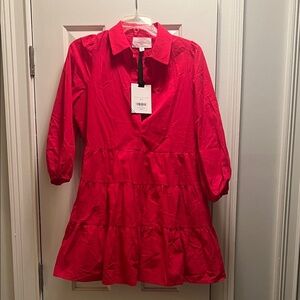 Pomander Place Hibiscus Red Mabel Mini Dress, Size XS